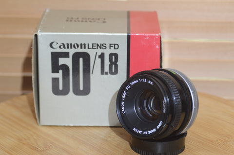 Rare Boxed Vintage Canon FD 50mm f1.8 Breach Lock Lens. Fantastic condition.