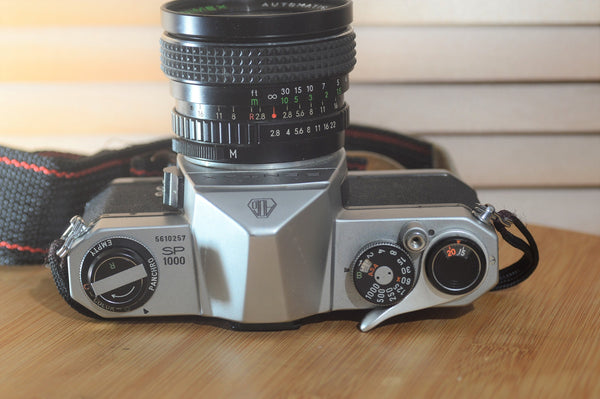 Asahi Spotmatic sp 1000 with 28mm f2.8 lens. Comes with Strap - RewindCameras quality vintage cameras, fully tested and serviced