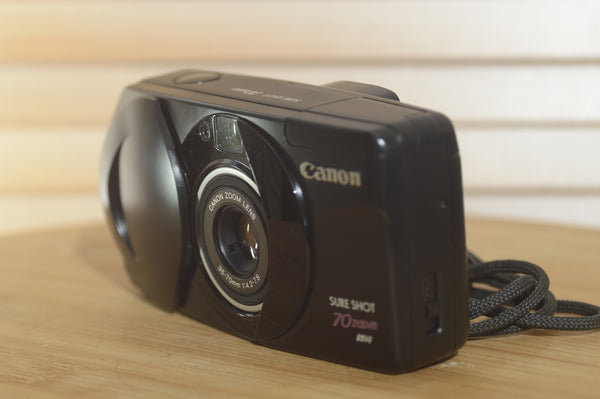 Canon Sure Shot Zoom 70 S 35mm Compact Camera With Case. - RewindCameras quality vintage cameras, fully tested and serviced