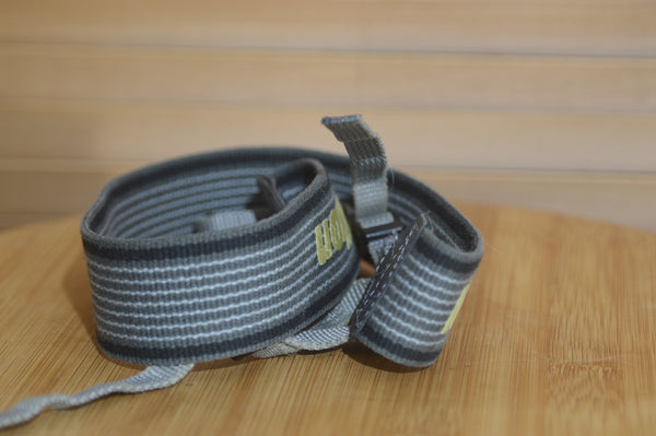 Vintage Nikon Grey Yellow and Black Camera Strap. Lovely addition to your Nikon set up.