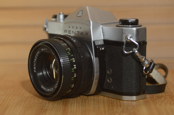 Asahi Spotmatic SP 500 with Pentacon 50mm f1.8 lens. These are super collectable now - Rewind Cameras 
