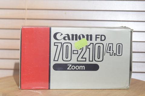 Canon FD 70-210mm f4 beautiful bright vintage lens with box.