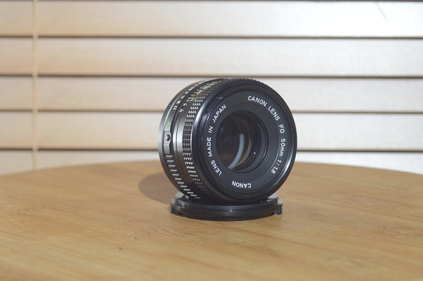 Canon FDn 50mm f1.8 prime lens in excellent condition, Olympic Games Edition, 35mm camera lens by Rewind Cameras