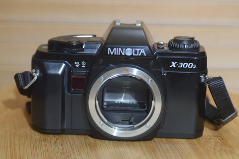 Vintage Black Minolta X-300s 35mm SLR Camera.