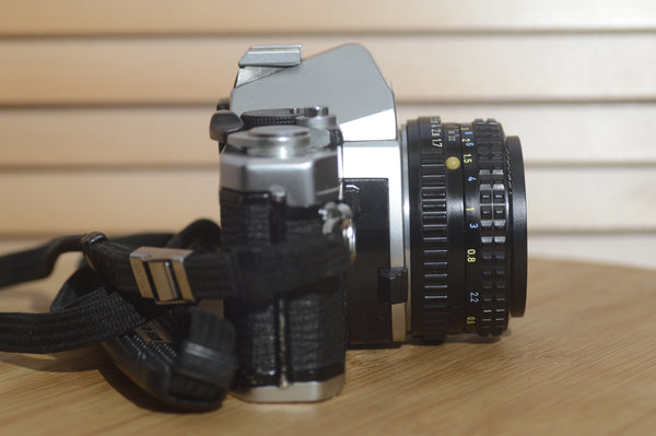 Vintage Pentax MX 35mm SLR Camera with 50mm f1.7 lens. Lovely condition for its age! - RewindCameras quality vintage cameras, fully tested and serviced