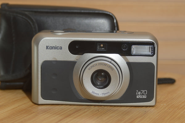 Beautiful Konica Z-up 70 (VP) 35mm Point and Shoot Compact Camera with Case. - Rewind Cameras 