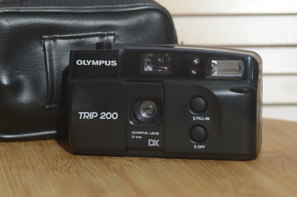 Vintage Olympus Trip 200 35mm compact camera with case. - RewindCameras quality vintage cameras, fully tested and serviced