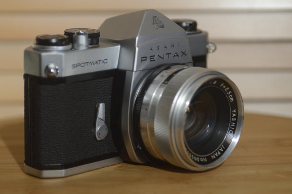 Asahi Spotmatic SP 35mm SLR Camera With Yashinon 5.5cm f1.8. - Rewind Cameras 