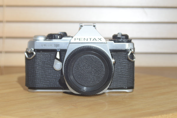 Pentax Me Super clear LED light meter system. Good condition for its age with a few age related marks