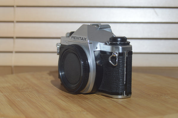 Pentax Me Super clear LED light meter system. Good condition for its age with a few age related marks
