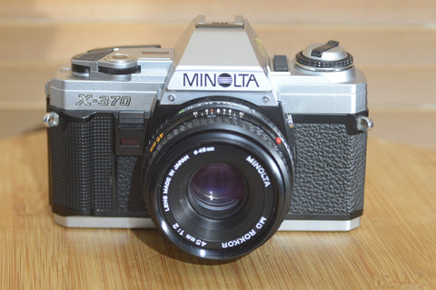 Vintage Near Mint Minolta X-370 with Minolta 50mm f1.7 lens and case. Fantastic beginner camera