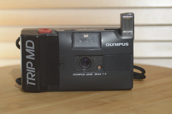 Vintage Olympus Trip MD Compact Camera.  Fantastic lens quality you would expect from Olympus - RewindCameras quality vintage cameras, fully tested and serviced