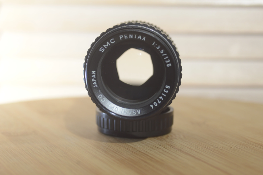 Asahi Pentax PK mount 135mm 3.5 lens with Dedicated Case.  This is a beautiful lens especially for portraiture work. - RewindCameras quality vintage cameras, fully tested and serviced