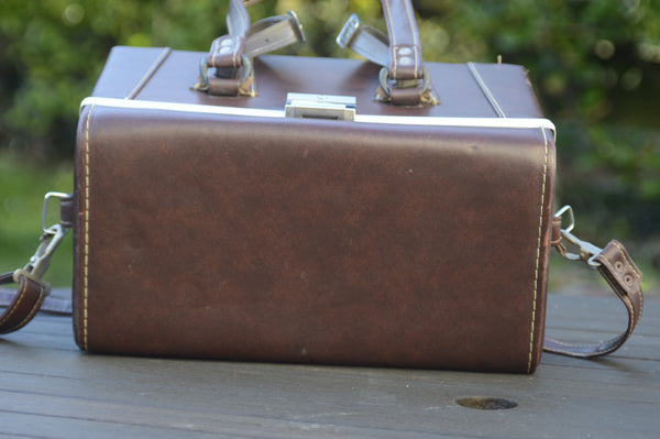 Beautiful vintage Brown Leather Hard Camera Case with removable compartments. Perfect storage for all your photography equipment. - RewindCameras quality vintage cameras, fully tested and ser