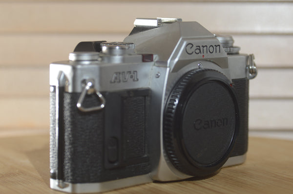 Iconic Canon AV1 (body only). Lovely condition. Fantastic Beginner Camera. - RewindCameras quality vintage cameras, fully tested and serviced