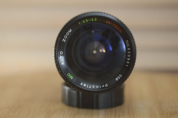Prinzflex PK Fit 35-70mm f3.5-4.8 MC Auto Zoom lens. Great range and impressive optics. - RewindCameras quality vintage cameras, fully tested and serviced