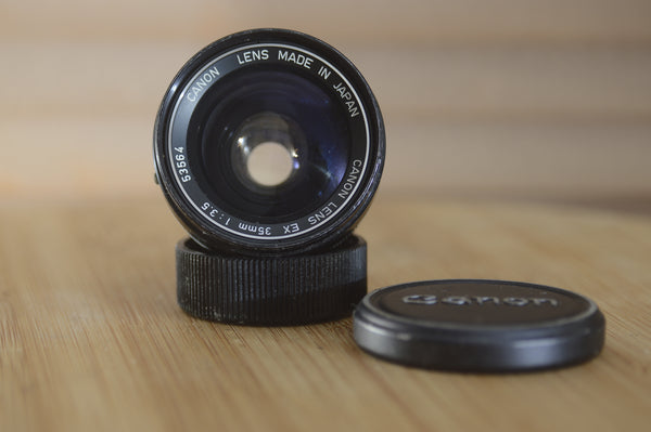 Gorgeous Canon  35mm f3.5 EX lens with case. A fantastic addition to any photographers kit. - RewindCameras quality vintage cameras, fully tested and serviced