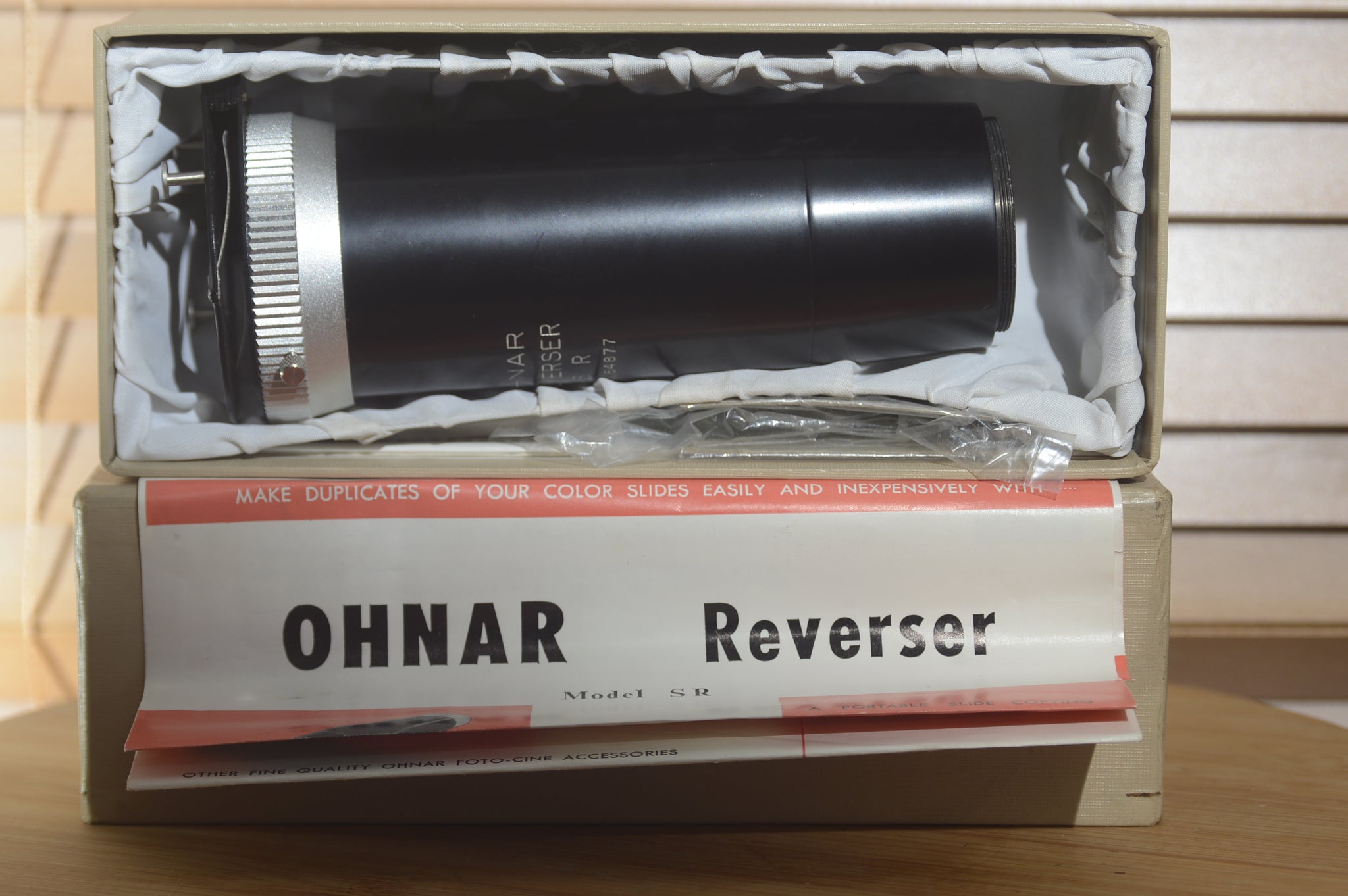 Boxed Ohnar M42 Reversing Slide Duplicator Model SR. Fantastic condition for it's age. - RewindCameras quality vintage cameras, fully tested and serviced