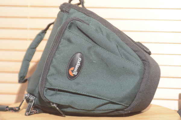 Lovely vintage Lowepro snug fit green camera bag. Great for carrying your camera and lens. - RewindCameras quality vintage cameras, fully tested and serviced