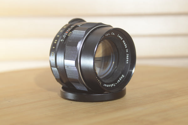 Super Takumar Asahi 55mm f2 M42 Pentax lens.  Perfect for full frame conversion or vintage slr - RewindCameras quality vintage cameras, fully tested and serviced