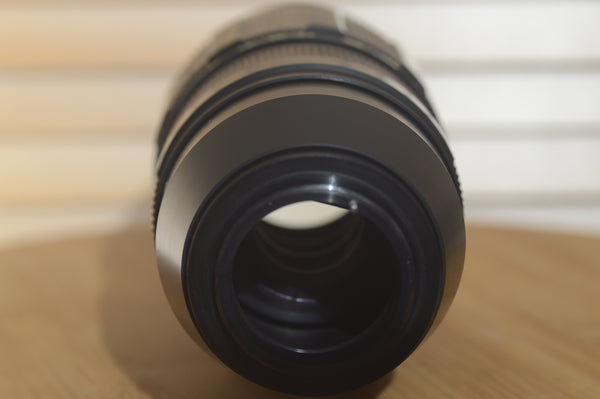 Jupiter-21M M42 200mm f4 vintage lens with Built in Lens Hood.  This is a beautiful telephoto lens - RewindCameras quality vintage cameras, fully tested and serviced