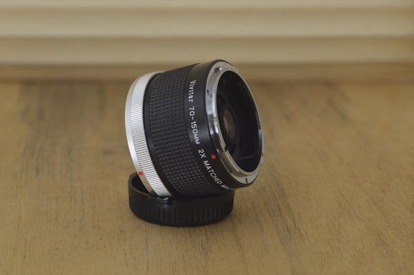 Vivitar 2X Matched Multiplier 70-150mm Teleconverter with case. Double your focal length. Sharp optics fully working. Great way to save space - RewindCameras quality vintage cameras, fully te