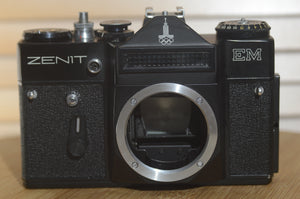 Vintage Black Zenit EM 35mm Camera. Fantastic Starter Camera - RewindCameras quality vintage cameras, fully tested and serviced