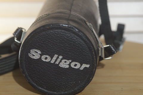 Fantastic Soligor Hard Leather Lens Case. Perfect for protecting your Vintage lenses. Pair it with a Zoom Lens. - RewindCameras quality vintage cameras, fully tested and serviced