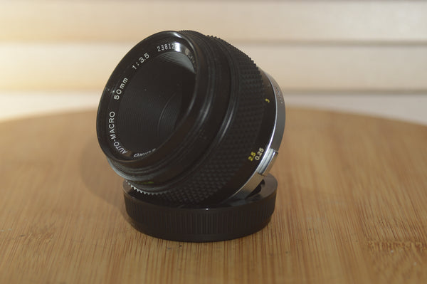 Amazing Olympus OM 50mm f3.5 Macro lens. This is a fantastic macro lens and very hard to come by! - RewindCameras quality vintage cameras, fully tested and serviced