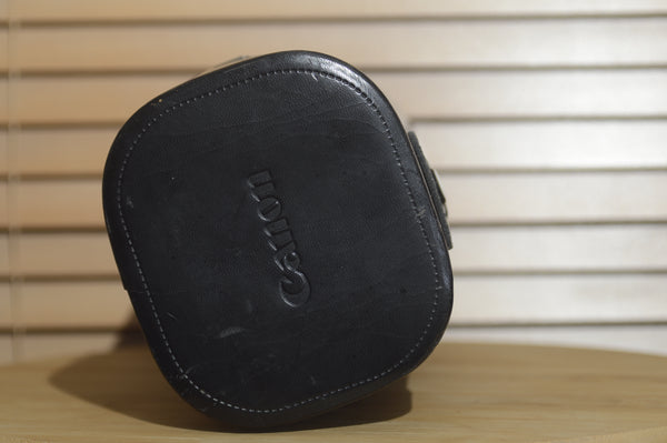 Canon Hard Leather Lens Case. Perfect for protecting your Vintage lenses. Pair it with a Zoom Lens. - RewindCameras quality vintage cameras, fully tested and serviced