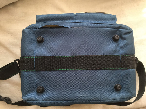 Vintage Adapt large blue with green zips padded camera bag. Perfect for photo shoots. Large space for all your needs - RewindCameras quality vintage cameras, fully tested and serviced