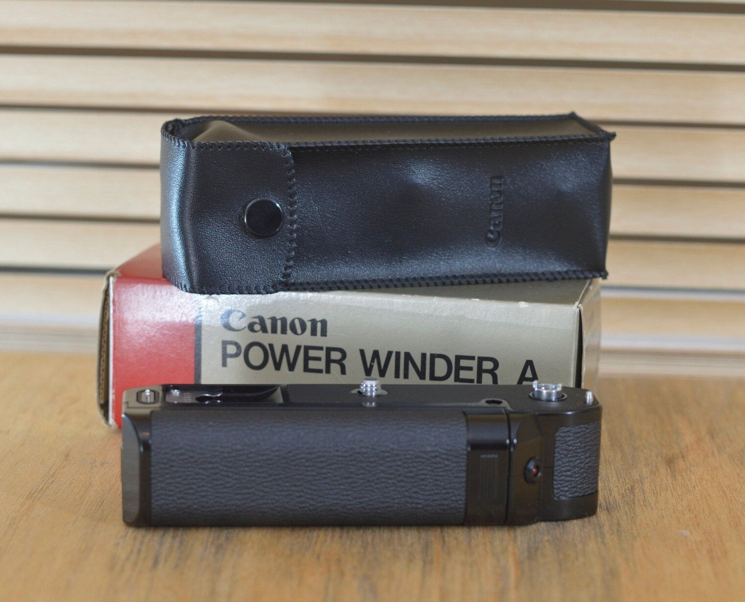 Canon power winder 'A' in case and box, beautiful condition and these look fantastic on your vintage Canon camera. Lovely addition - RewindCameras quality vintage cameras, fully tested and se
