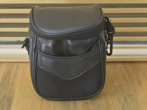 Lovely black leather snug fit camera bag. Great for camping photography. Comes with strap - RewindCameras quality vintage cameras, fully tested and serviced