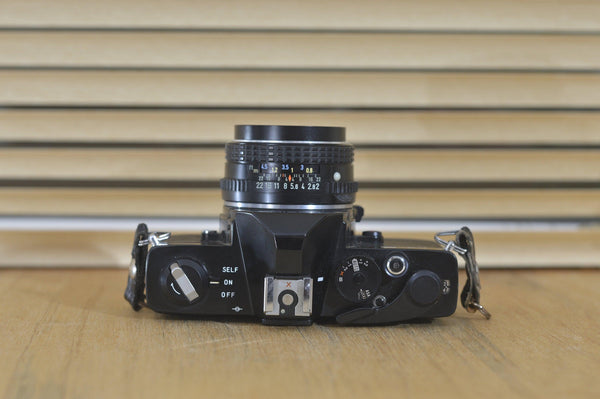Lovely Cosina CS-2 35mm SLR Camera with Asahi 50mm f2 lens.Perfect for students or for those getting started in the wonderful world of film. - RewindCameras quality vintage cameras, fully tes