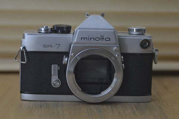 Gorgeous Minolta SR7 60s SLR (Body only). These are very solid and striking vintage cameras. Would be a lovely gift for loved ones! - RewindCameras quality vintage cameras, fully tested and s