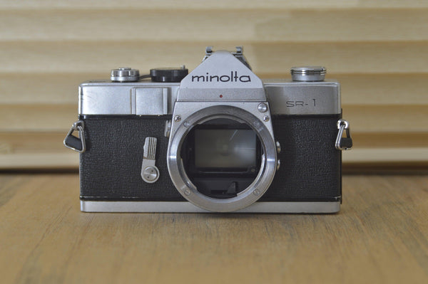 Classic Stylish Minolta SR1 50s SLR 35mm camera (Body only). These are very solid and striking vintage cameras. Would be a lovely gift - RewindCameras quality vintage cameras, fully tested an
