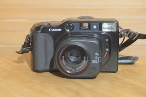 Canon Sure Shot Tele Camera 35mm Camera With Case. - RewindCameras quality vintage cameras, fully tested and serviced