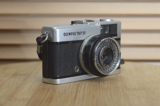 Olympus Trip 35 compact camera. A fantastic example of a beautiful camera. - RewindCameras quality vintage cameras, fully tested and serviced